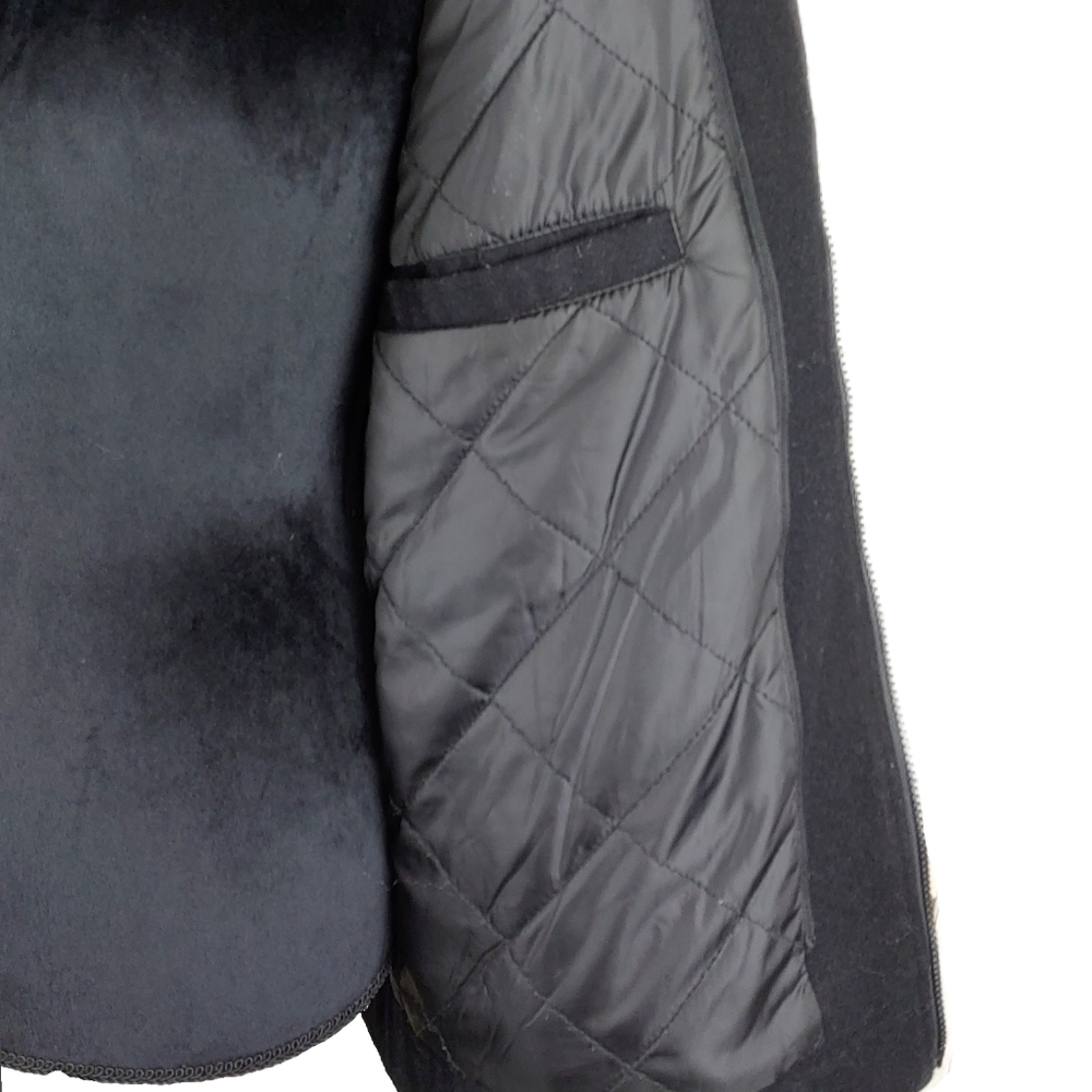 GUESS Mens M Black Wool Mix Thick Quilted Insulated Lining Zip Jacket - Picture 5 of 10